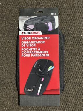 Autocraft Black Visor Organizer - Zipper Pockets For Car Vehicle AC14 - NEW